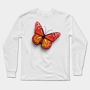 Digital Colourful Red Butterfly Long Sleeve T-Shirt